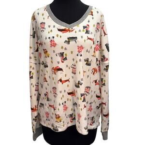 Cuddl Duds Dog Print Fleece Lounge Top XL Cozy Sleep Shirt